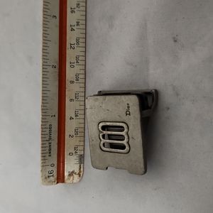 Christian Dior Retro 1980’s Geometric Brushed Nickel Alligator Mount Belt Buckle